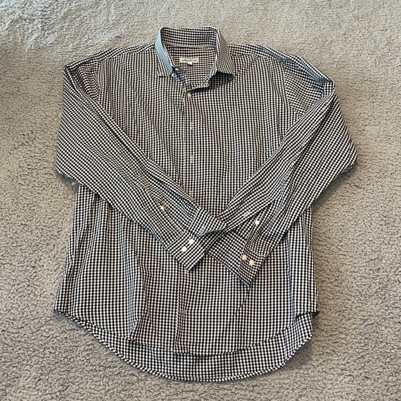 Peter Millar Shirt Mens Large Black & White Check Long Sleeve Button Front - Picture 1 of 9